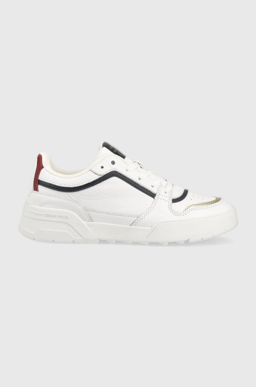 Tommy Hilfiger bőr sportcipő LOW TH BASKET SNEAKER bézs - Pepit.hu