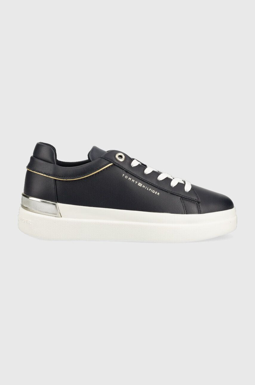 Tommy Hilfiger bőr sportcipő LUX METALLIC CUPSOLE SNEAKER sötétkék FW0FW07030 - Pepit.hu