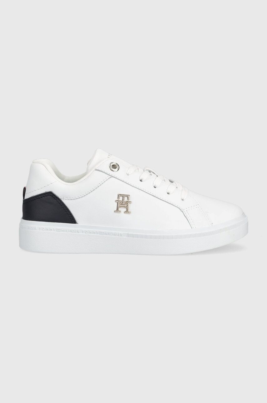 Tommy Hilfiger bőr sportcipő Th Court Sneaker fehér - Pepit.hu