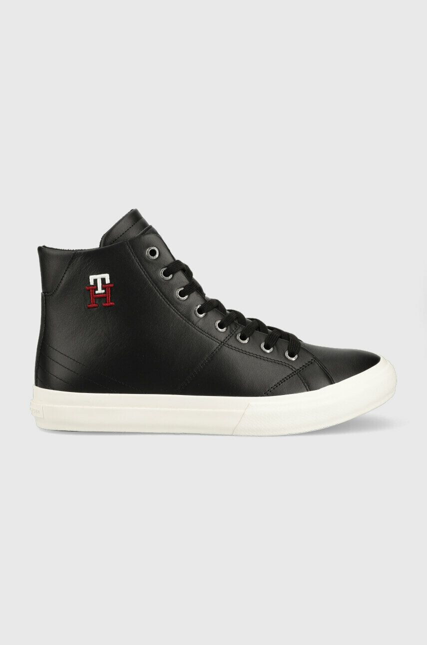 Tommy Hilfiger bőr sportcipő TH HI VULC STREET LEATHER fekete FM0FM04739 - Pepit.hu