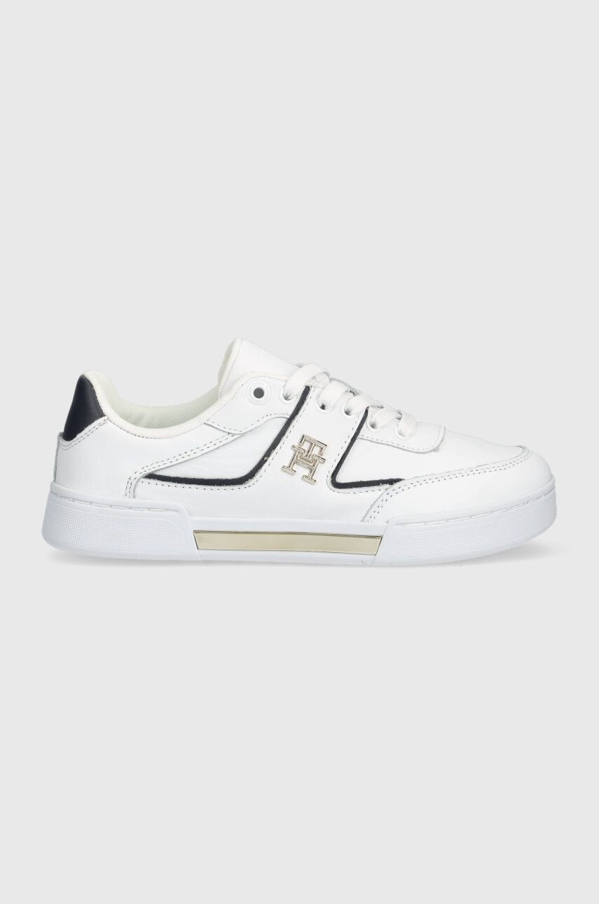 Tommy Hilfiger bőr sportcipő Th Prep Court Sneaker fehér - Pepit.hu