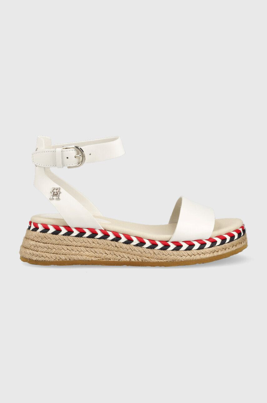 Tommy Hilfiger bőr szandál LOW WEDGE SANDAL fehér női platformos - Pepit.hu