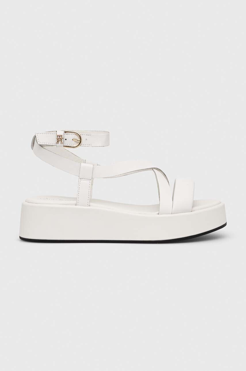 Tommy Hilfiger bőr szandál NEW FLATFORM STRAP fehér női platformos - Pepit.hu