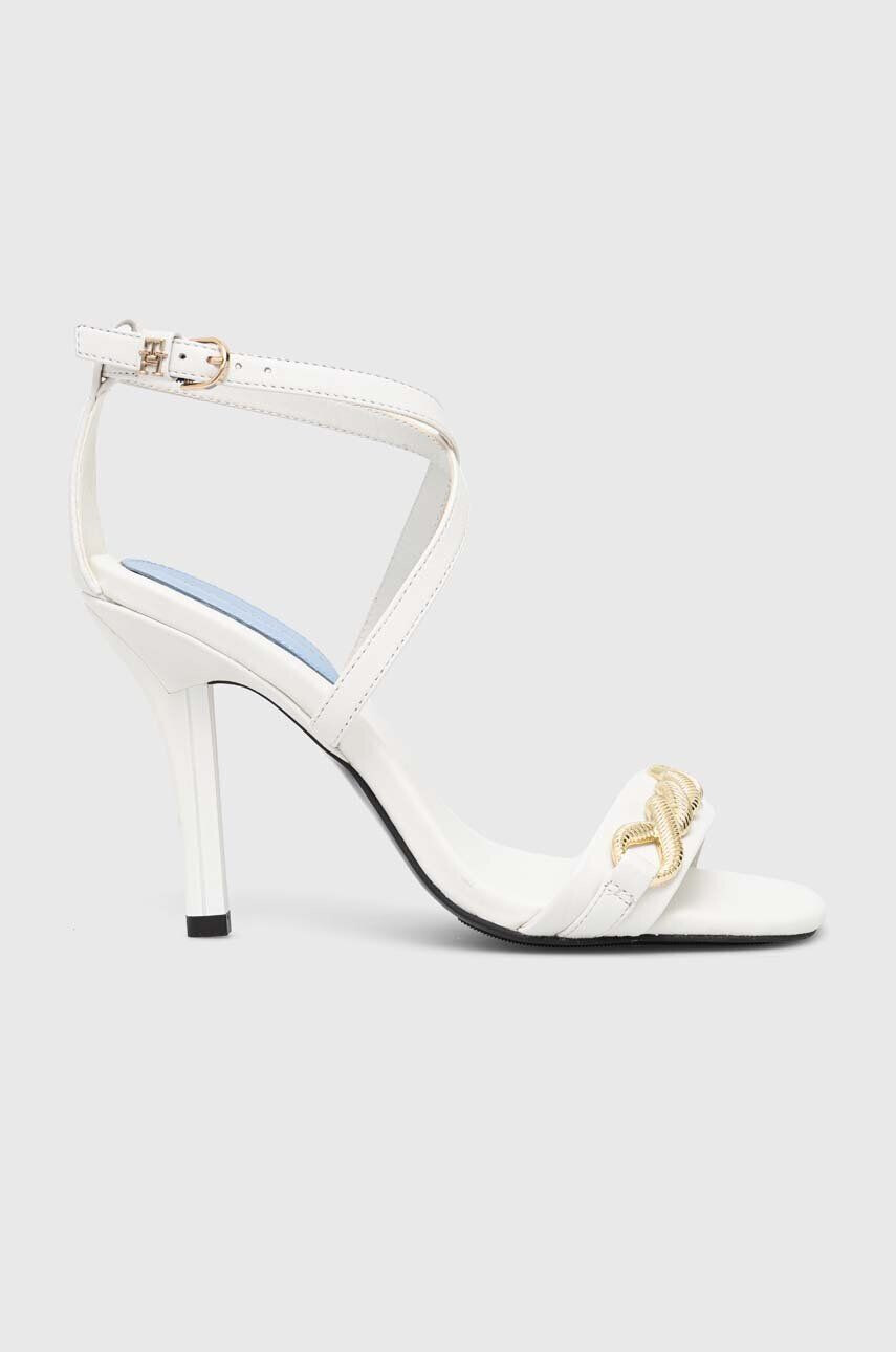 Tommy Hilfiger bőr szandál TH CHAIN FEMININE HEEL SANDAL fehér - Pepit.hu