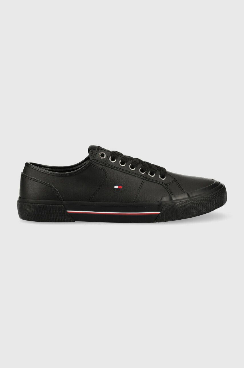 Tommy Hilfiger bőr tornacipő CORE CORPORATE VULC LEATHER fekete férfi FM0FM04561 - Pepit.hu