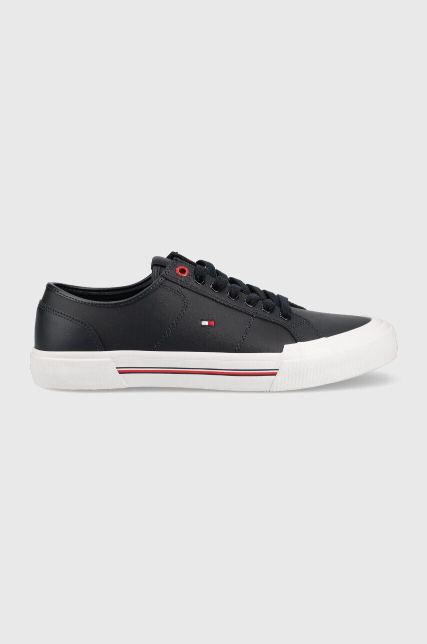 Tommy Hilfiger bőr tornacipő CORE CORPORATE VULC LEATHER sötétkék férfi FM0FM04561 - Pepit.hu