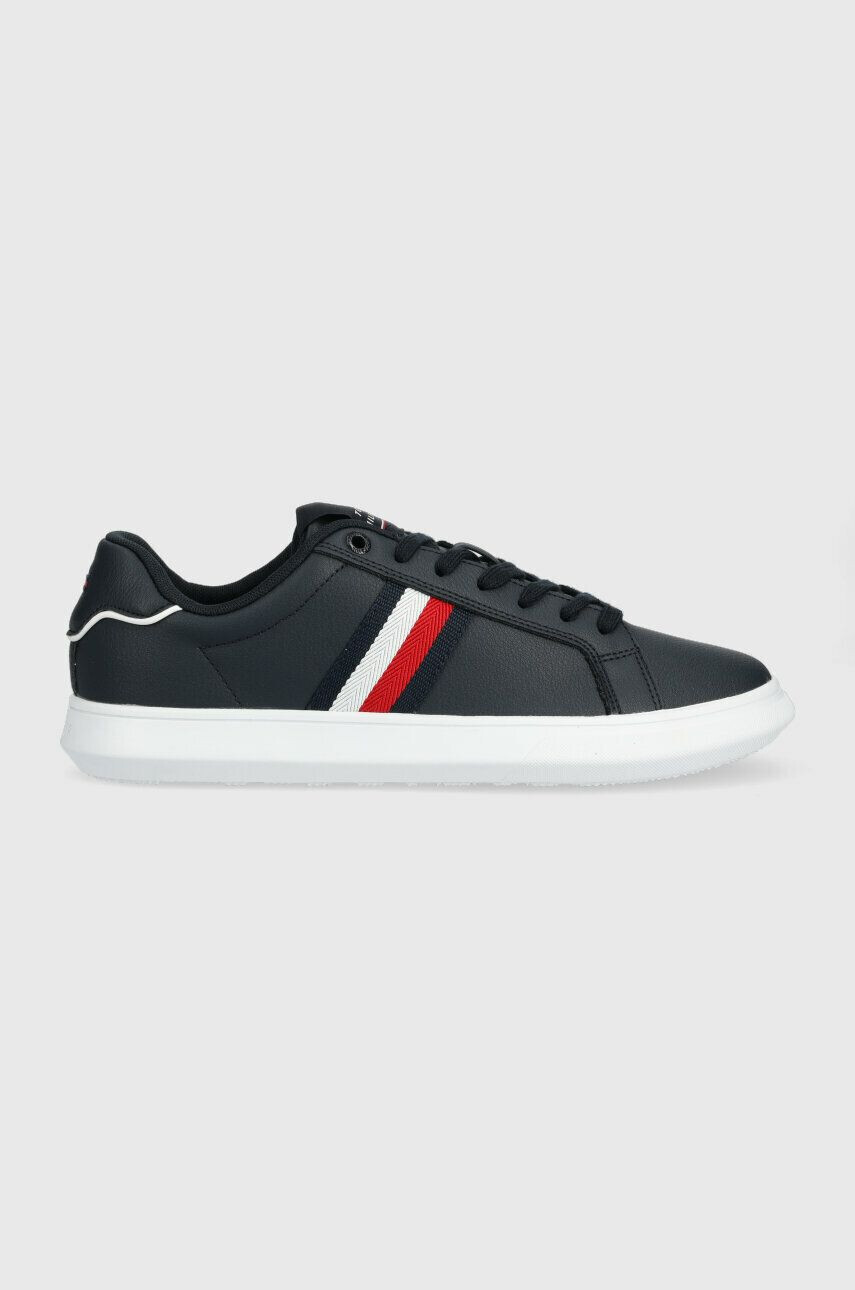 Tommy Hilfiger bőr tornacipő CORPORATE LEATHER CUP STRIPES sötétkék FM0FM04732 - Pepit.hu