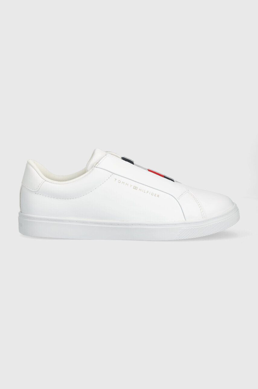 Tommy Hilfiger bőr tornacipő ELASTIC SLIP ON SNEAKER fehér női FW0FW07032 - Pepit.hu