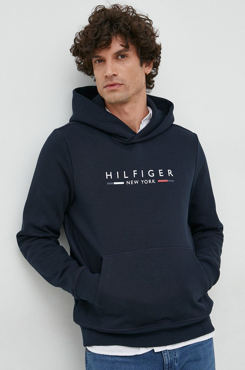 Tommy Hilfiger felső sötétkék férfi nyomott mintás kapucnis - Pepit.hu