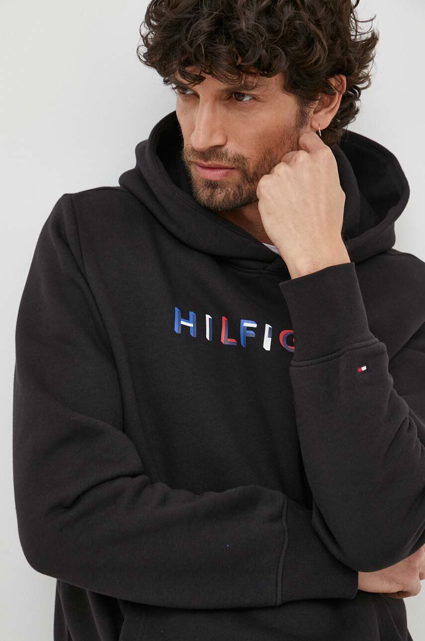 Tommy Hilfiger felső fekete férfi mintás kapucnis - Pepit.hu