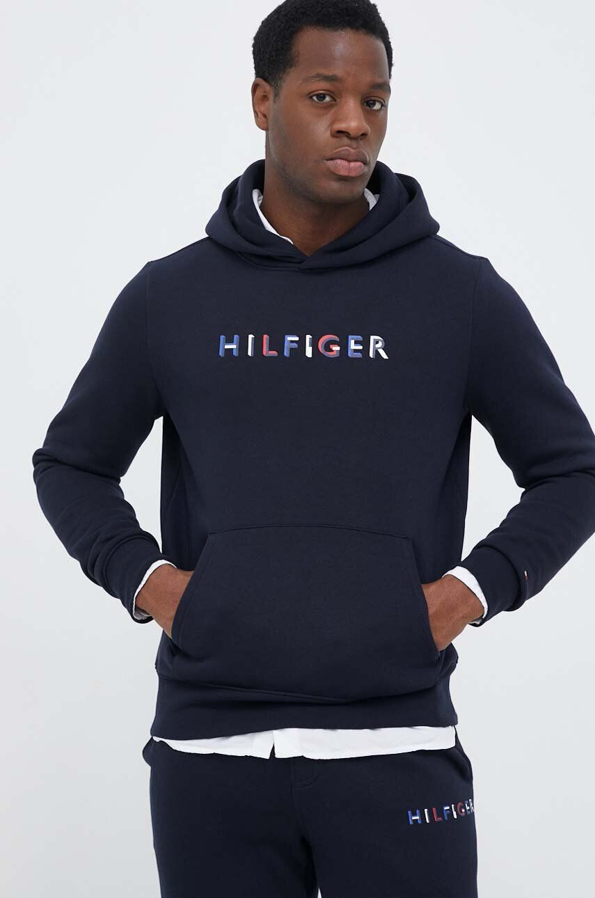 Tommy Hilfiger felső sötétkék férfi mintás kapucnis - Pepit.hu