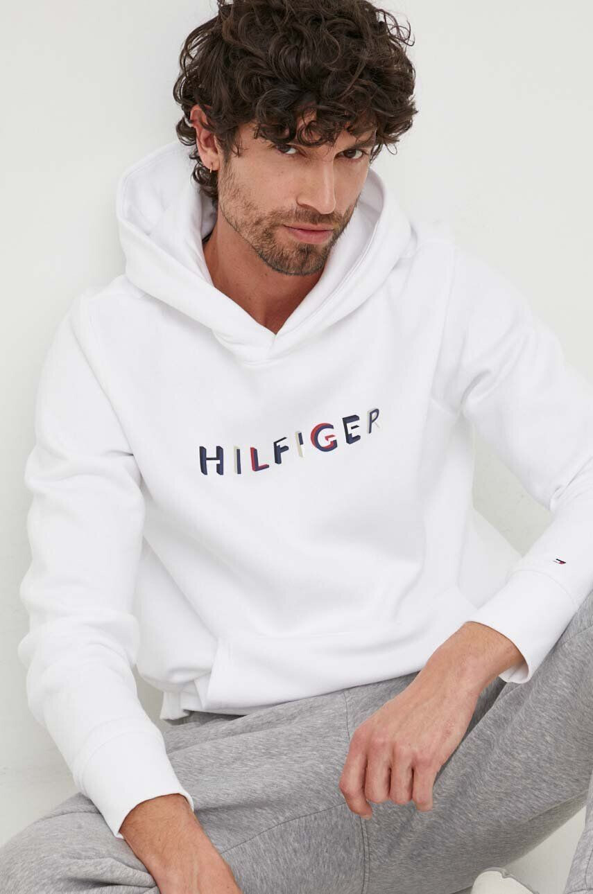 Tommy Hilfiger felső fehér férfi mintás kapucnis - Pepit.hu