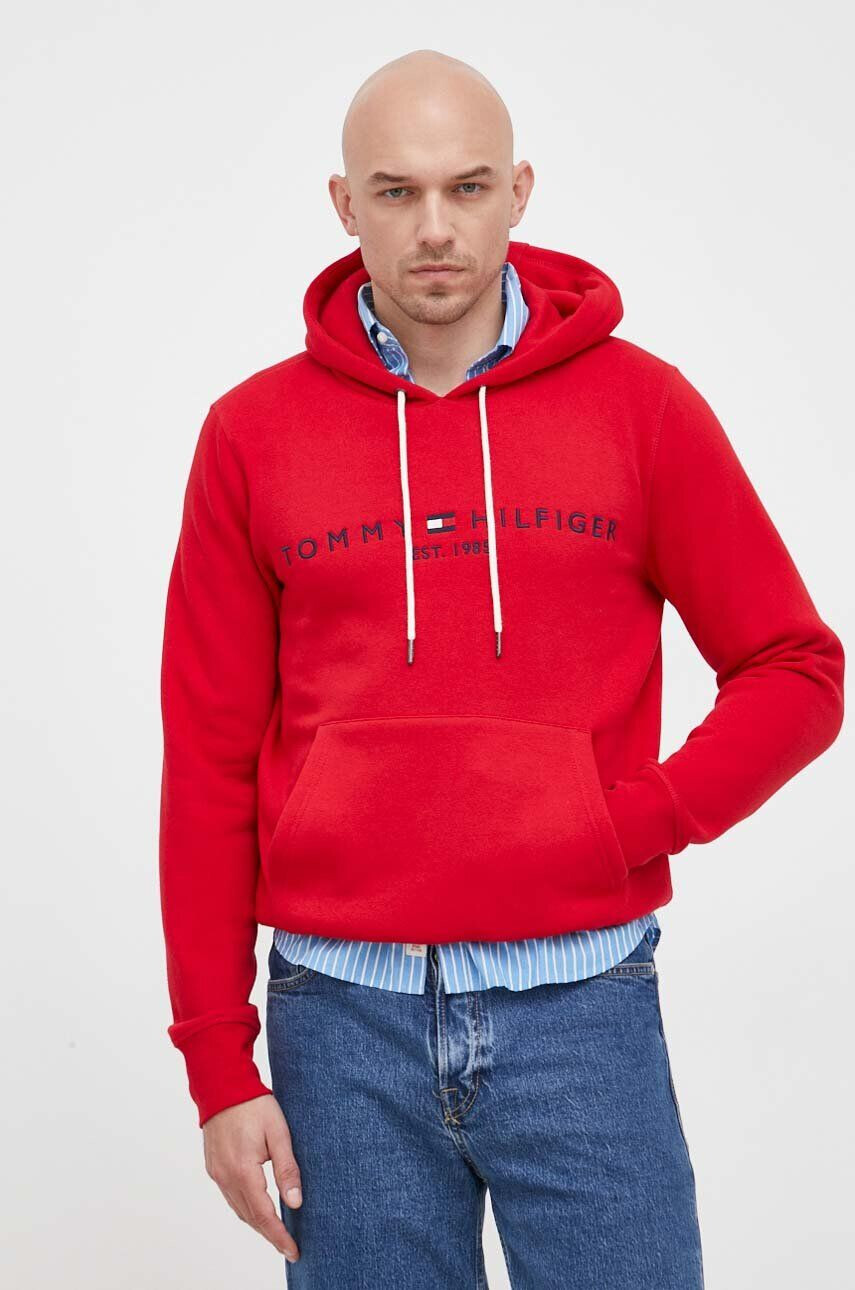 Tommy Hilfiger felső piros férfi nyomott mintás kapucnis - Pepit.hu