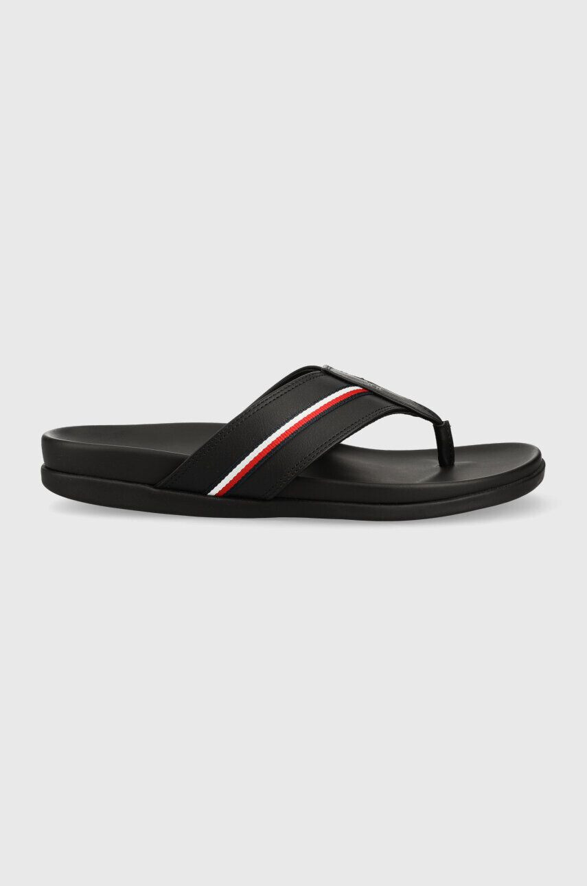 Tommy Hilfiger flip-flop HILFIGER LEATHER TOE POST SANDAL fekete férfi FM0FM04460 - Pepit.hu