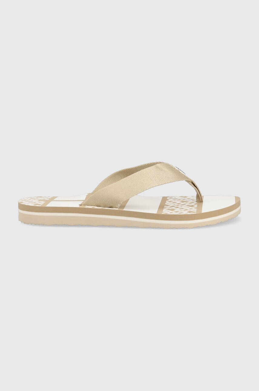 Tommy Hilfiger flip-flop TH MONOGRAM ESSENTIAL SANDAL bézs női lapos talpú FW0FW07162 - Pepit.hu