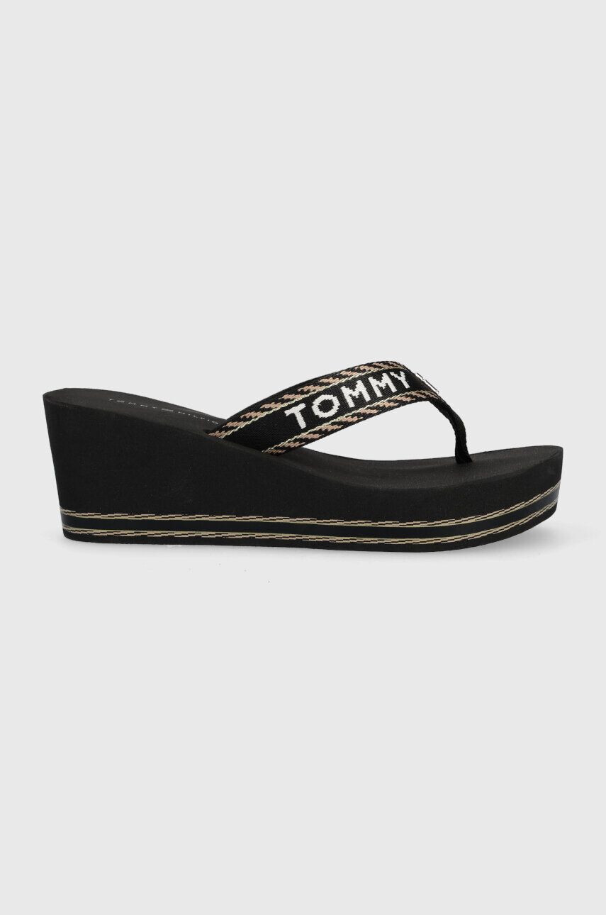 Tommy Hilfiger flip-flop TOMMY WEBBING H WEDGE SANDAL sötétkék női éksarkú - Pepit.hu