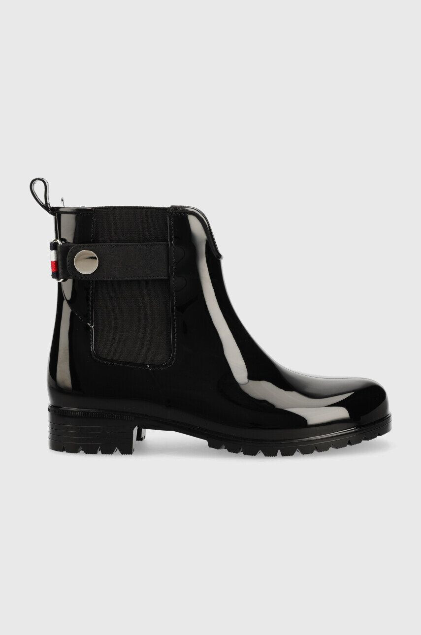 Tommy Hilfiger gumicsizma Ankle Rainboot With Metal Detail fekete női - Pepit.hu