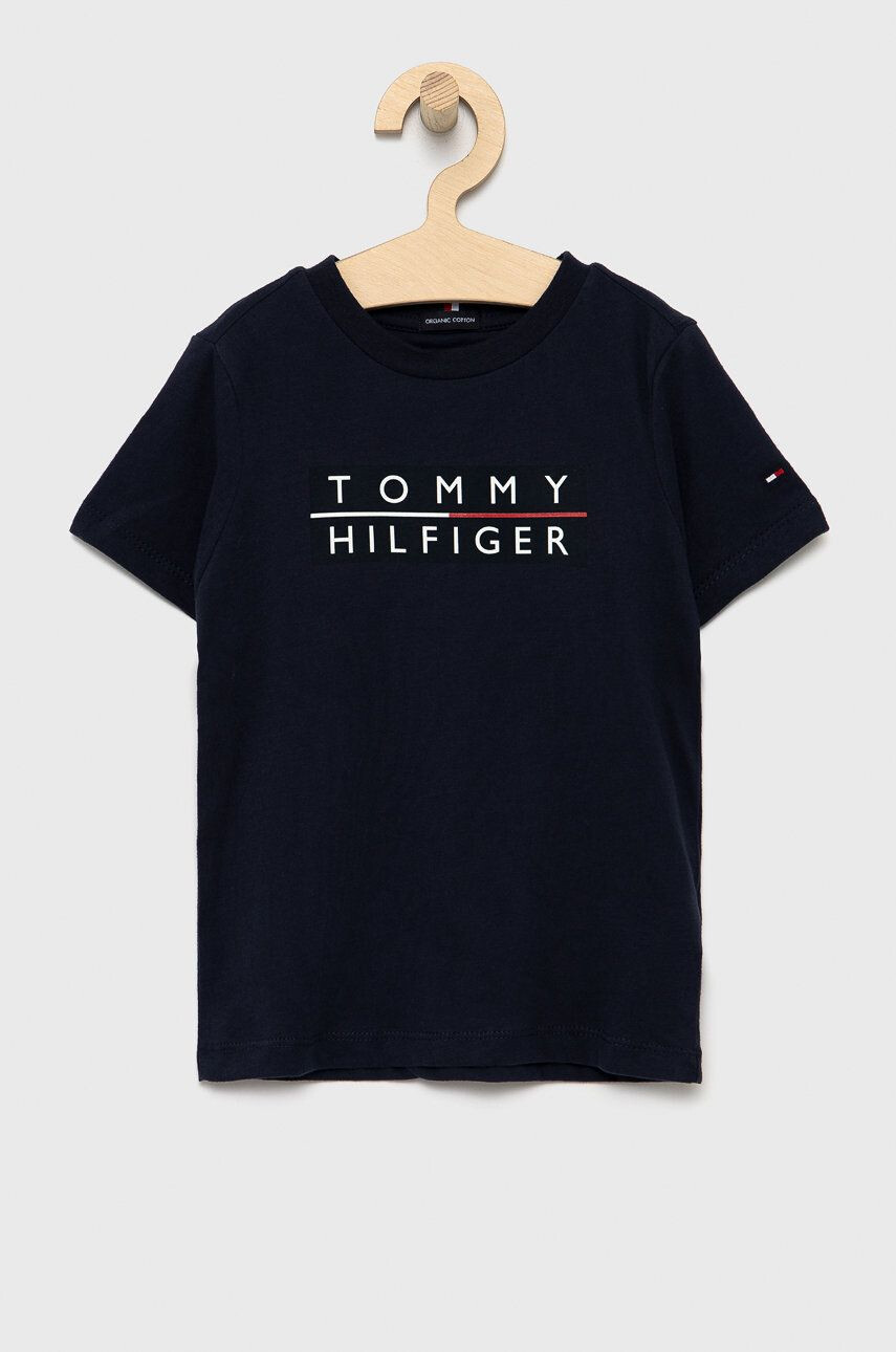 Tommy Hilfiger gyerek pamut póló sötétkék nyomott mintás - Pepit.hu