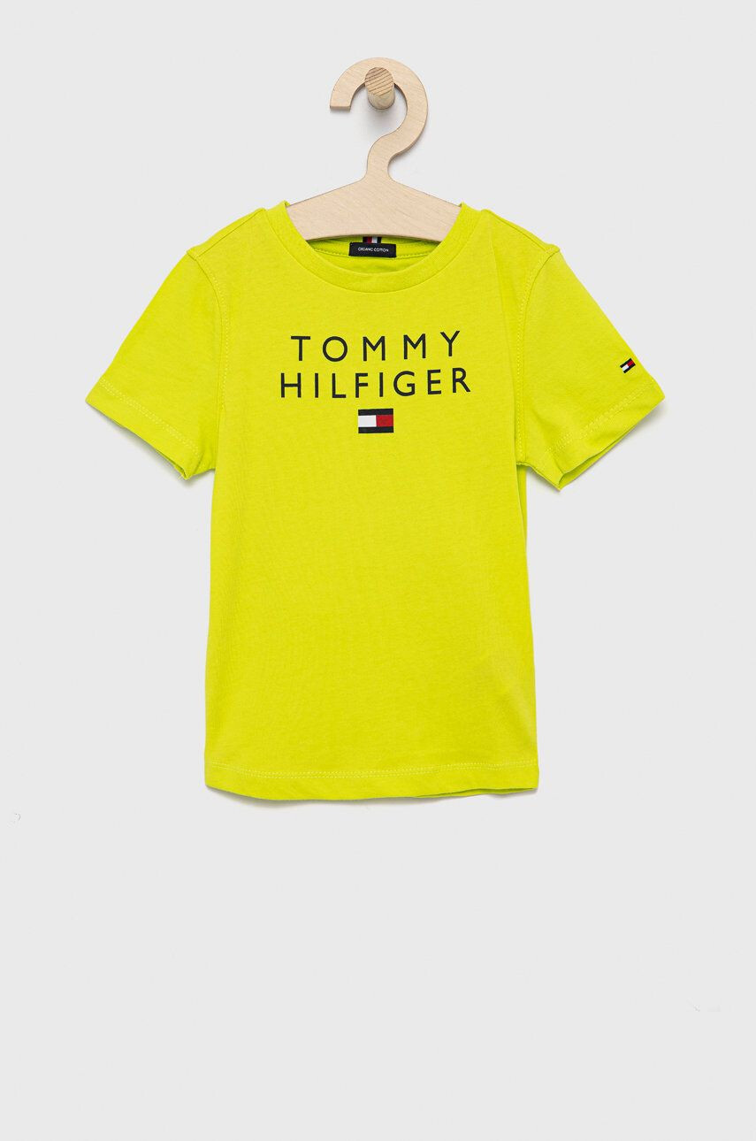 Tommy Hilfiger gyerek pamut póló zöld nyomott mintás - Pepit.hu