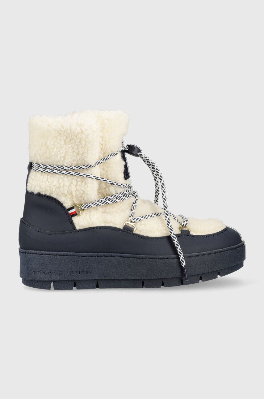 Tommy Hilfiger hócipő FW0FW06850 TH FAUX FUR SNOW BOOTIE sötétkék - Pepit.hu