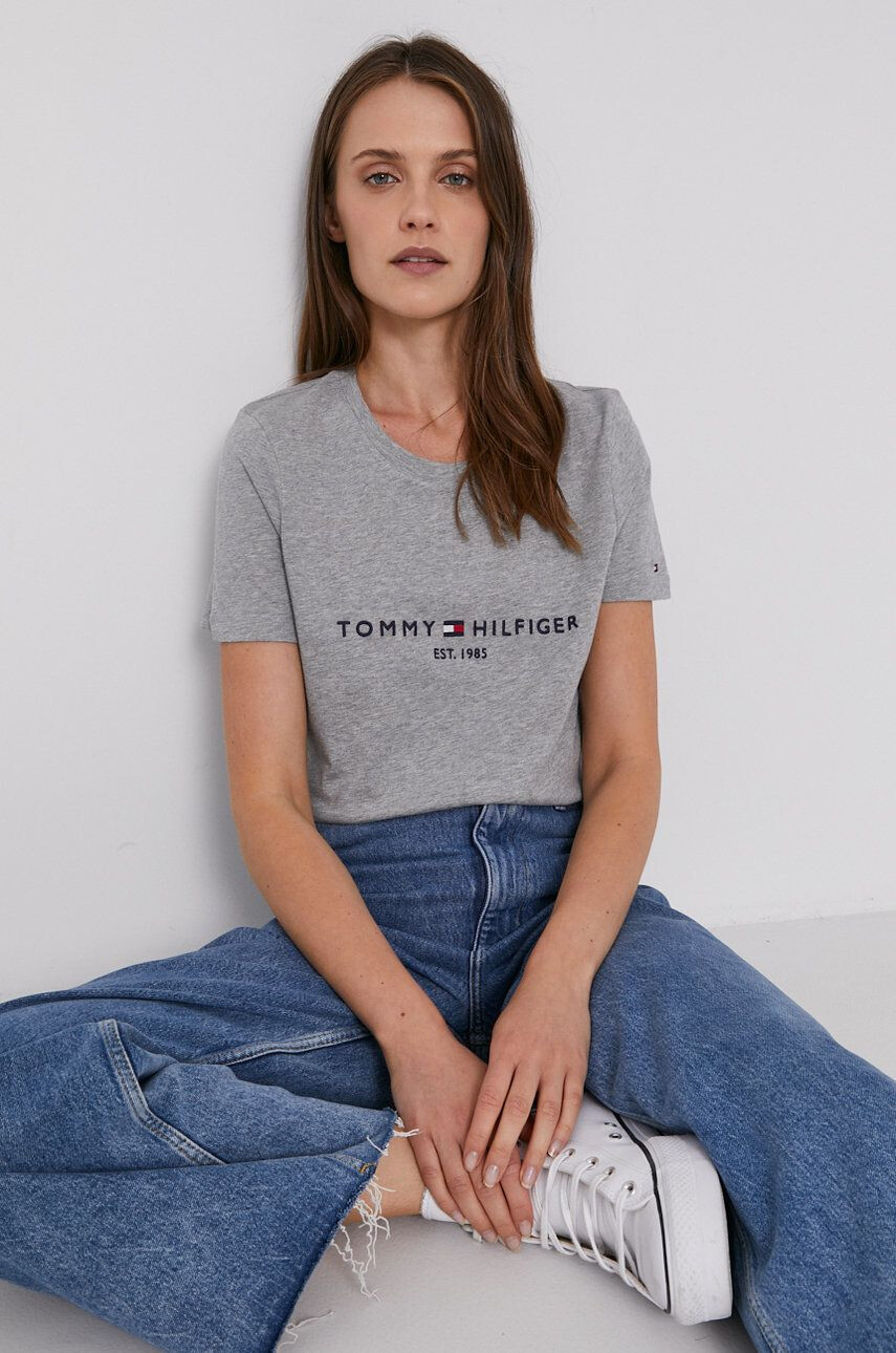 Tommy Hilfiger pamut póló zöld nyomott mintás - Pepit.hu