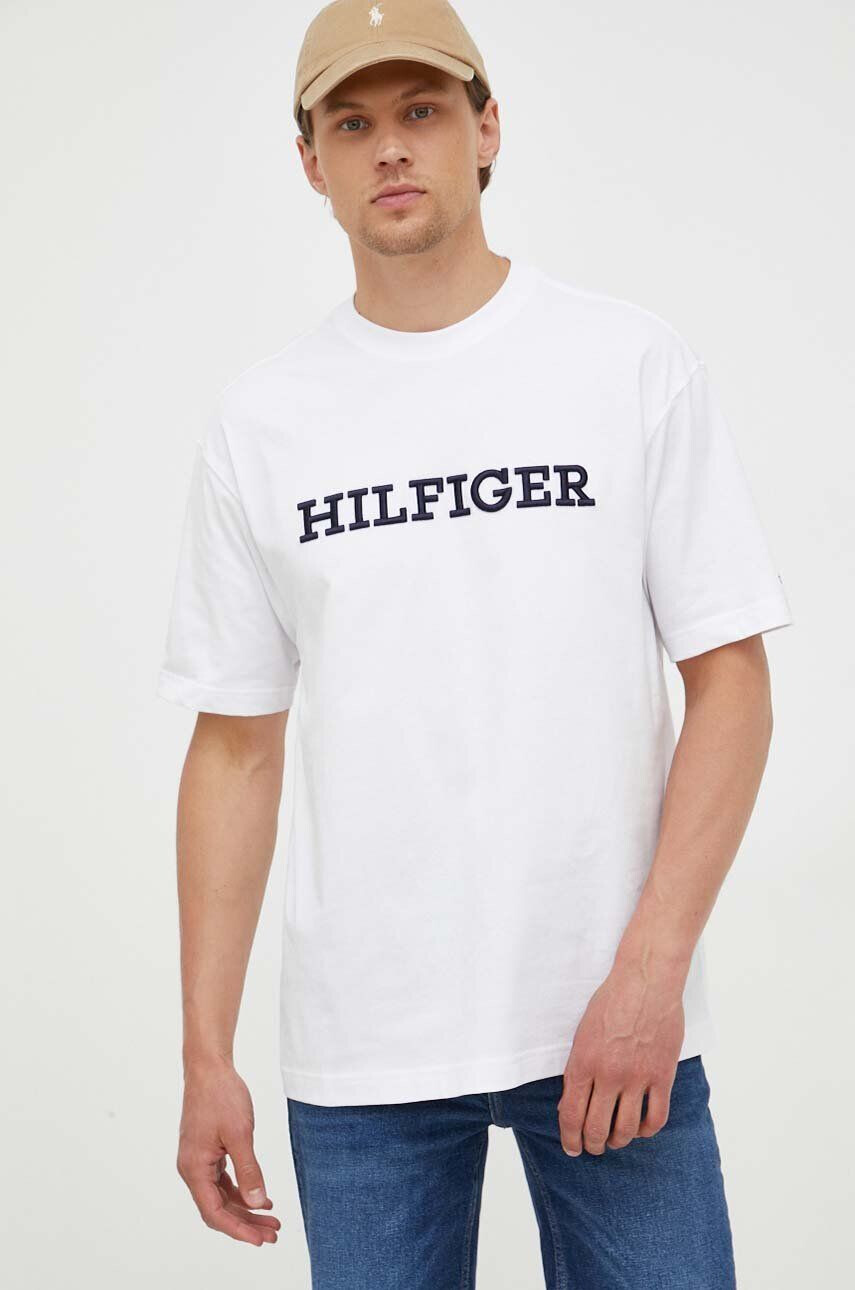 Tommy Hilfiger pamut póló fehér nyomott mintás - Pepit.hu