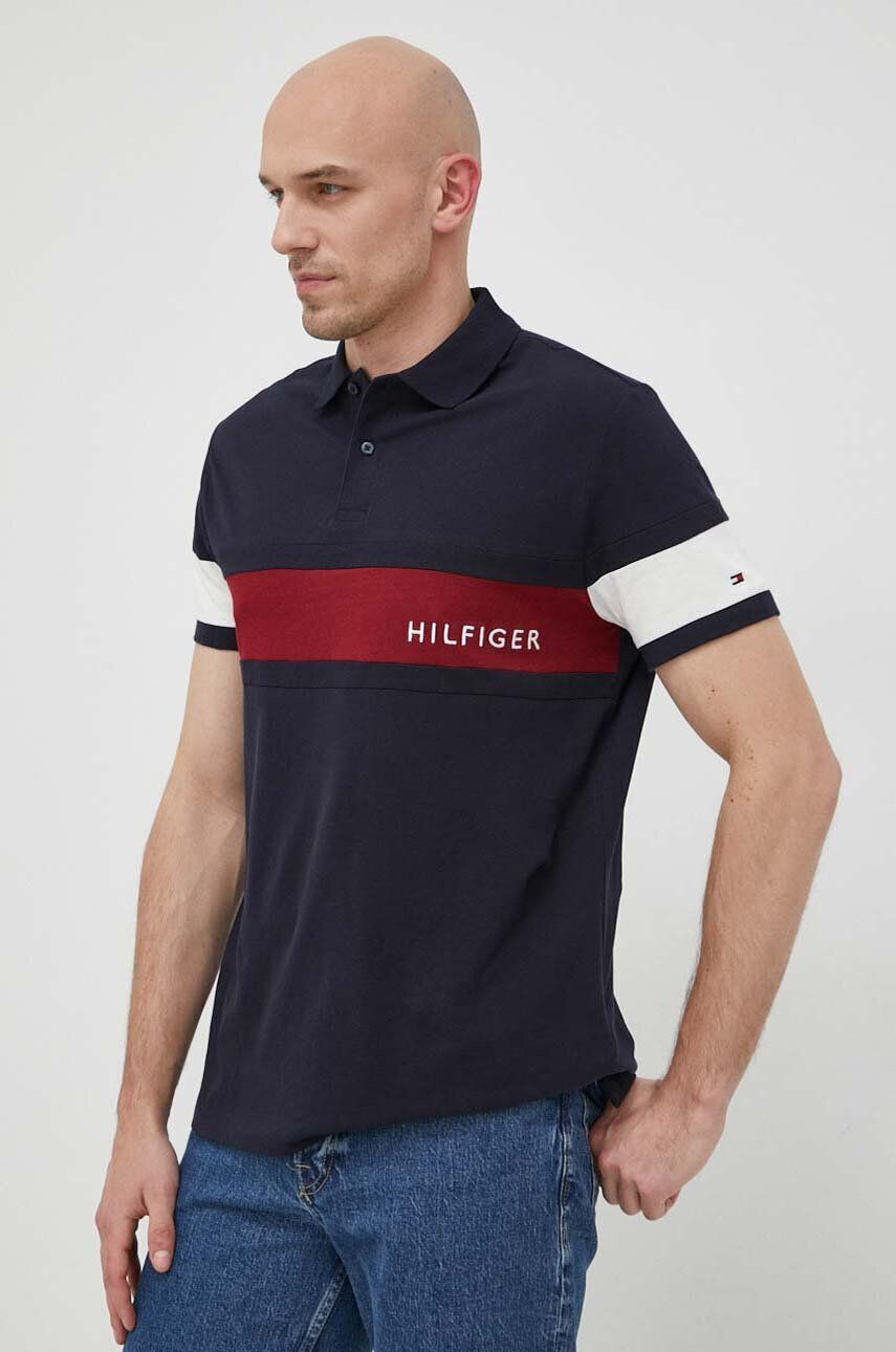 Tommy Hilfiger pamut póló sötétkék mintás - Pepit.hu