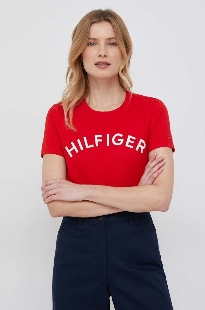 Tommy Hilfiger pamut póló piros - Pepit.hu