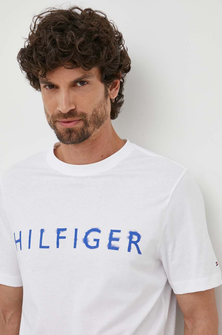 Tommy Hilfiger pamut póló fehér nyomott mintás - Pepit.hu