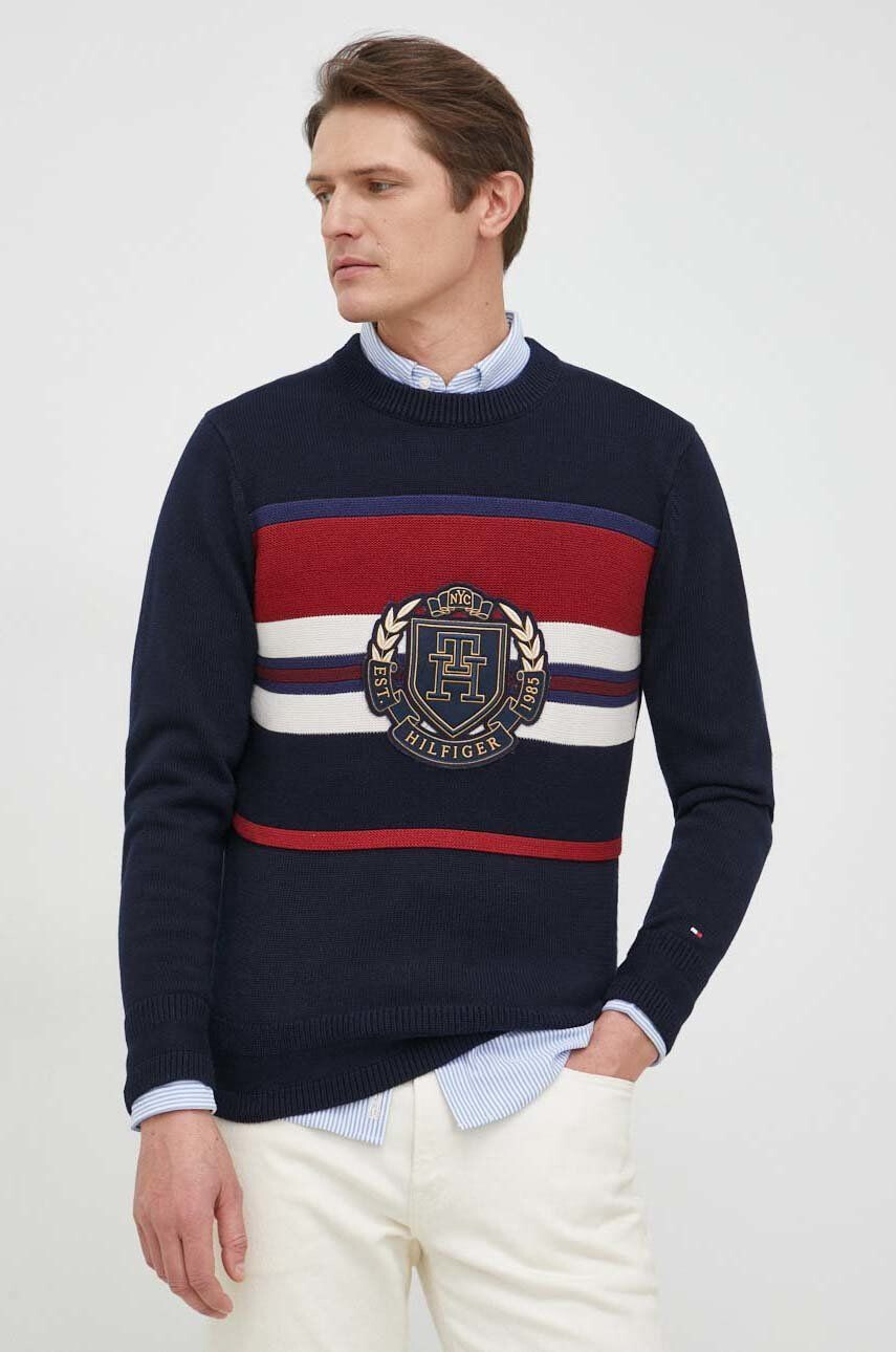 Tommy Hilfiger pamut pulóver férfi sötétkék - Pepit.hu