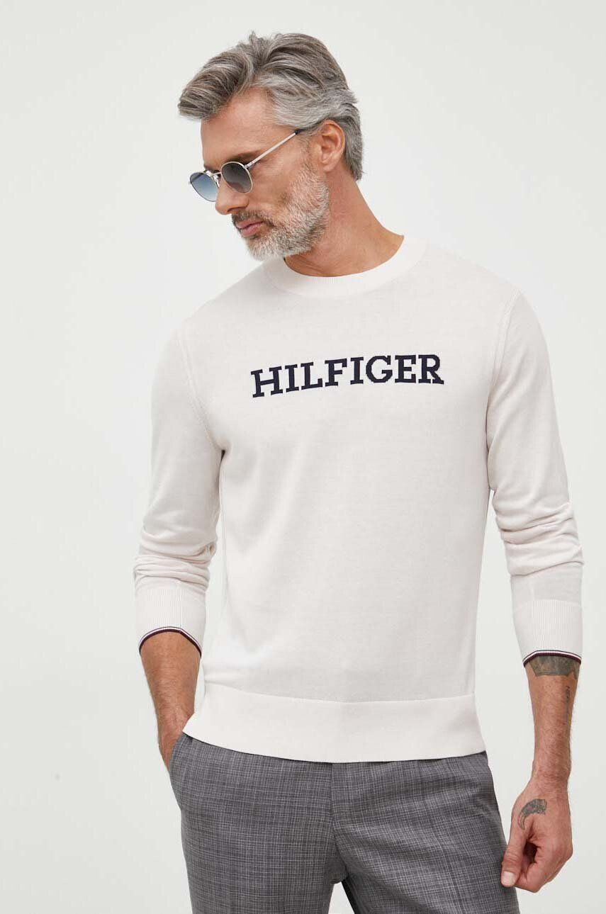 Tommy Hilfiger pamut pulóver könnyű bézs - Pepit.hu