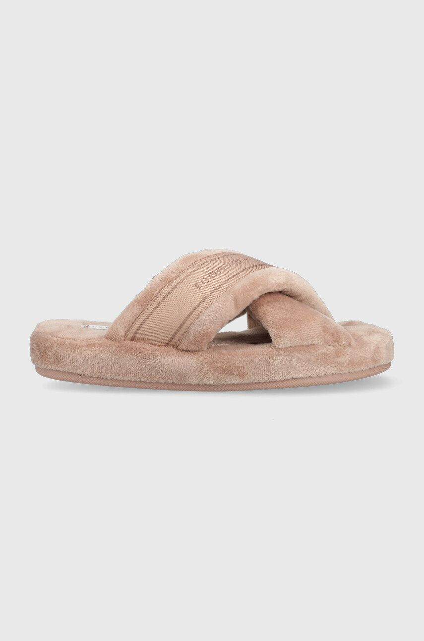 Tommy Hilfiger papucs Comfy Home Slippers With Straps bézs - Pepit.hu