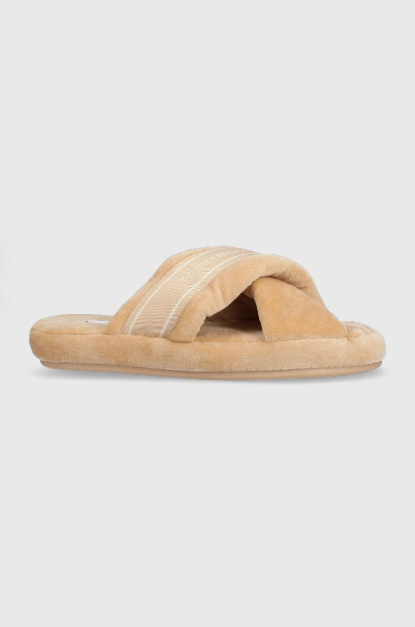 Tommy Hilfiger papucs Comfy Home Slippers With Straps bézs - Pepit.hu