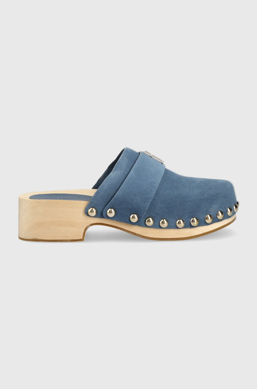 Tommy Hilfiger papucs velúrból TH CLOG SUEDE sötétkék női platformos FW0FW07171 - Pepit.hu