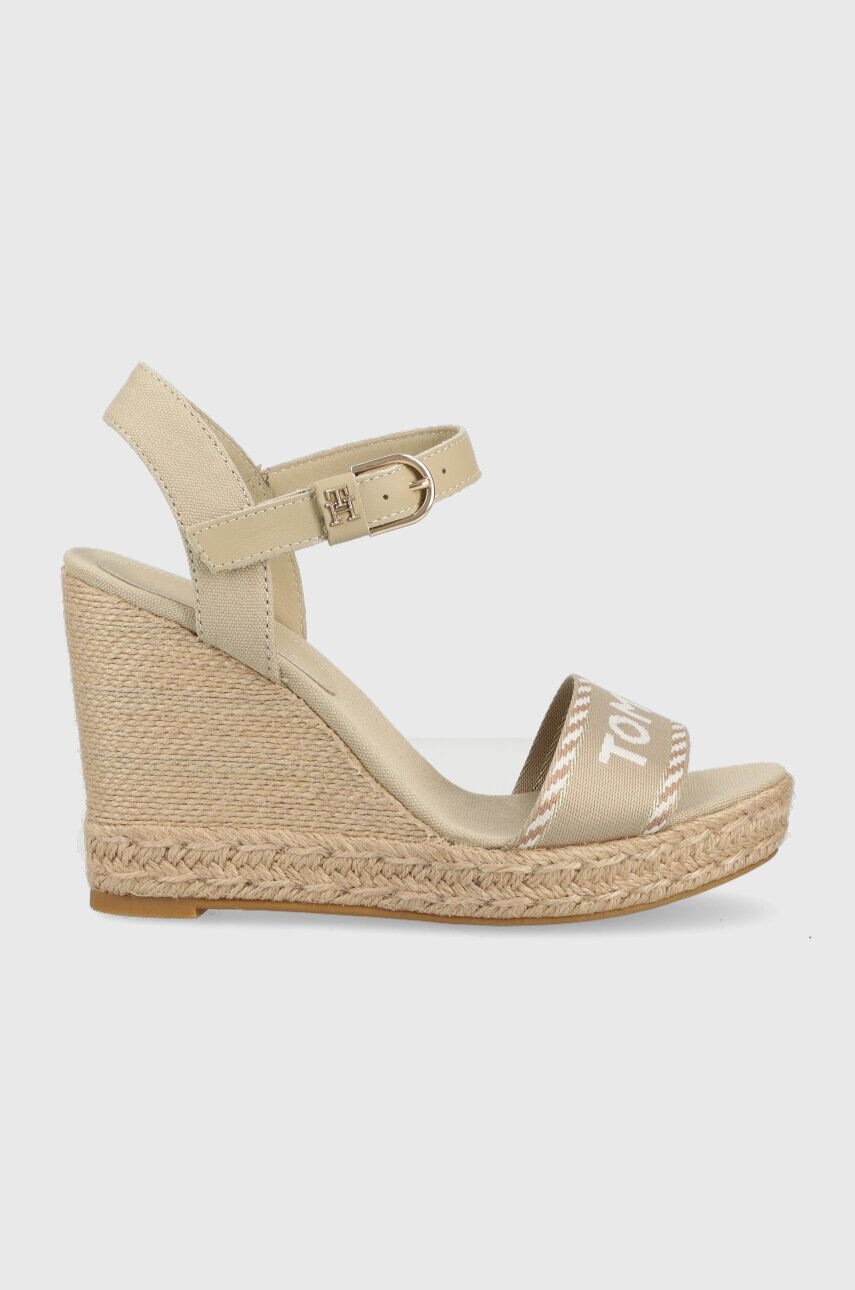 Tommy Hilfiger szandál SEASONAL WEBBING WEDGE bézs női platformos FW0FW07088 - Pepit.hu