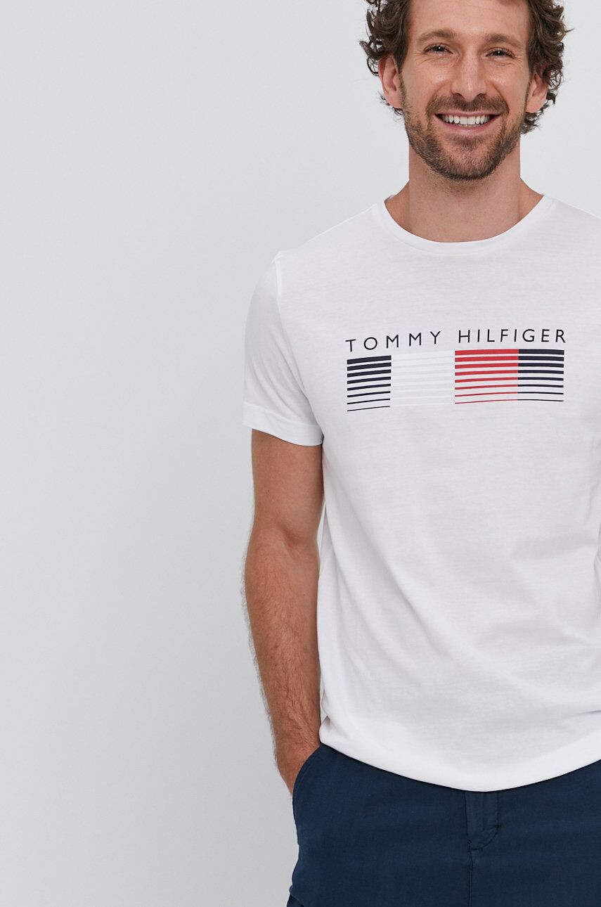 Tommy Hilfiger t-shirt fehér férfi nyomott mintás - Pepit.hu