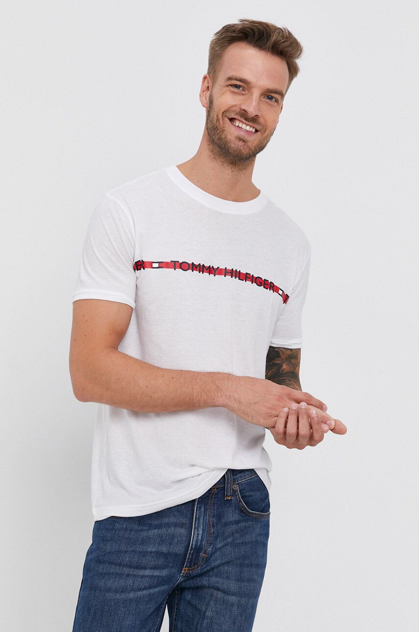 Tommy Hilfiger t-shirt fehér férfi nyomott mintás - Pepit.hu