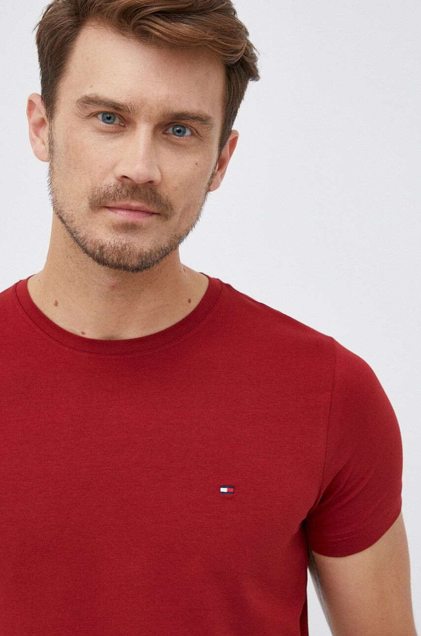 Tommy Hilfiger t-shirt piros férfi sima - Pepit.hu