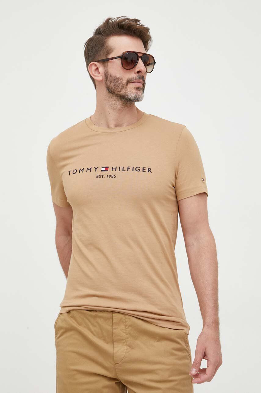 Tommy Hilfiger t-shirt piros férfi nyomott mintás - Pepit.hu