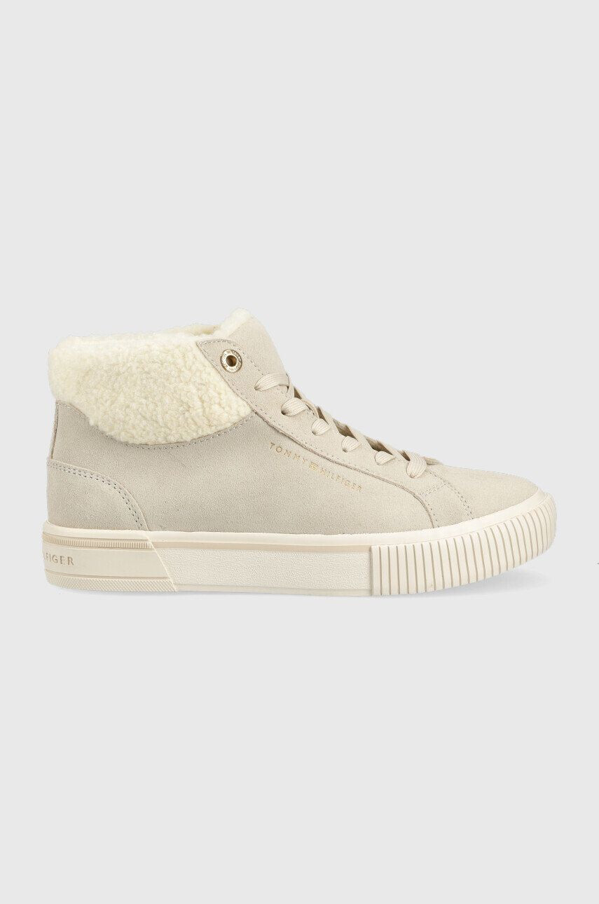 Tommy Hilfiger velúr sportcipő Warmlined High Sneaker bézs - Pepit.hu