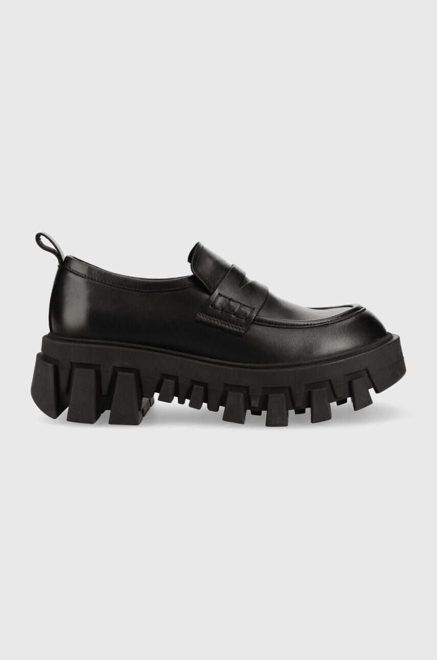 Tommy Jeans bőr mokaszin CHUNKY LOAFER LTHER fekete női platformos EN0EN02177 - Pepit.hu