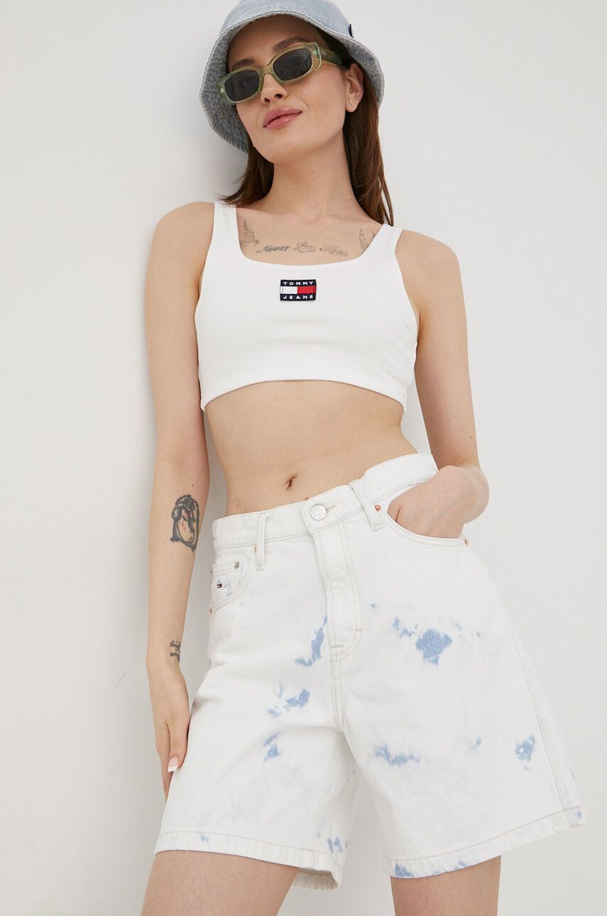 Tommy Jeans farmer rövidnadrág Betsy Bf7091 női fehér mintás magas derekú - Pepit.hu