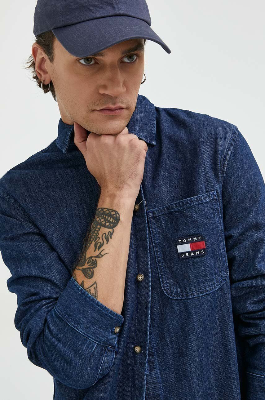 Tommy Jeans farmering férfi galléros sötétkék regular - Pepit.hu