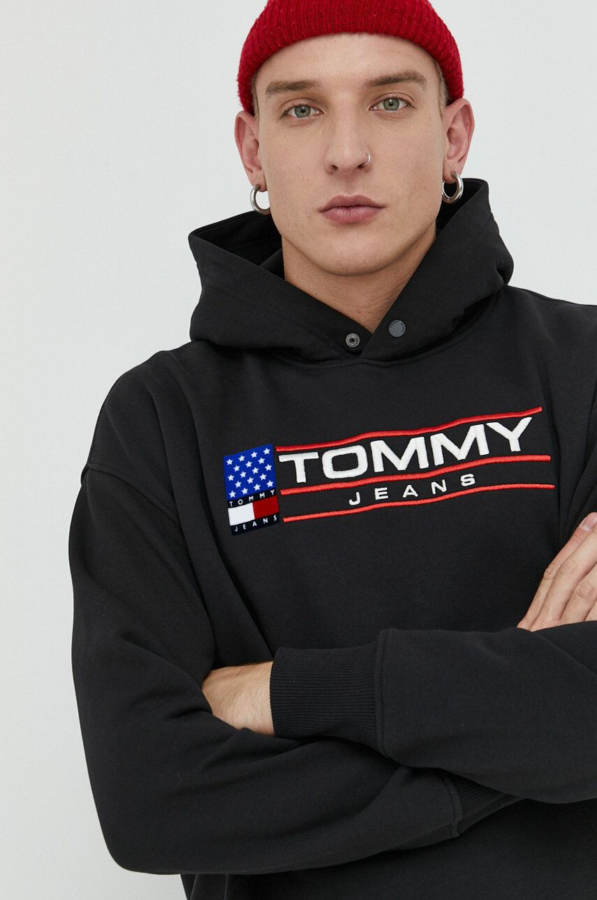 Tommy Jeans felső bordó férfi nyomott mintás kapucnis - Pepit.hu