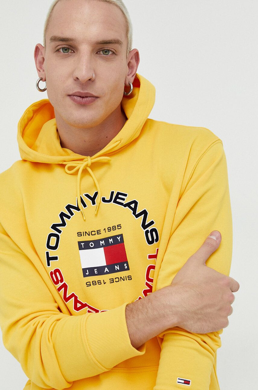 Tommy Jeans pamut melegítőfelső bézs férfi nyomott mintás - Pepit.hu