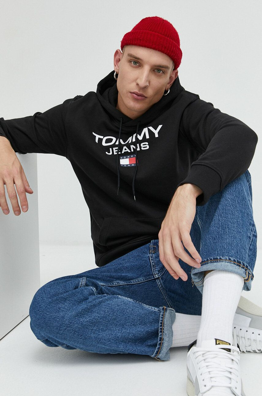 Tommy Jeans pamut melegítőfelső fekete férfi nyomott mintás - Pepit.hu