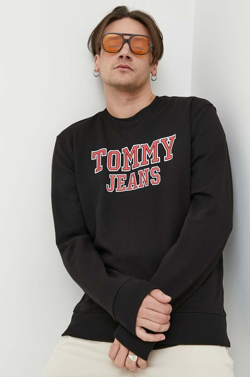 Tommy Jeans pamut melegítőfelső fekete férfi nyomott mintás - Pepit.hu