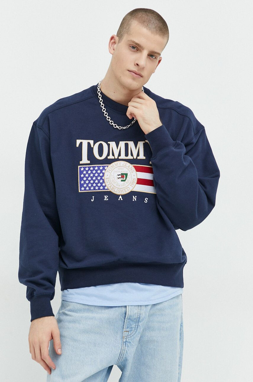 Tommy Jeans pamut melegítőfelső sötétkék férfi nyomott mintás - Pepit.hu