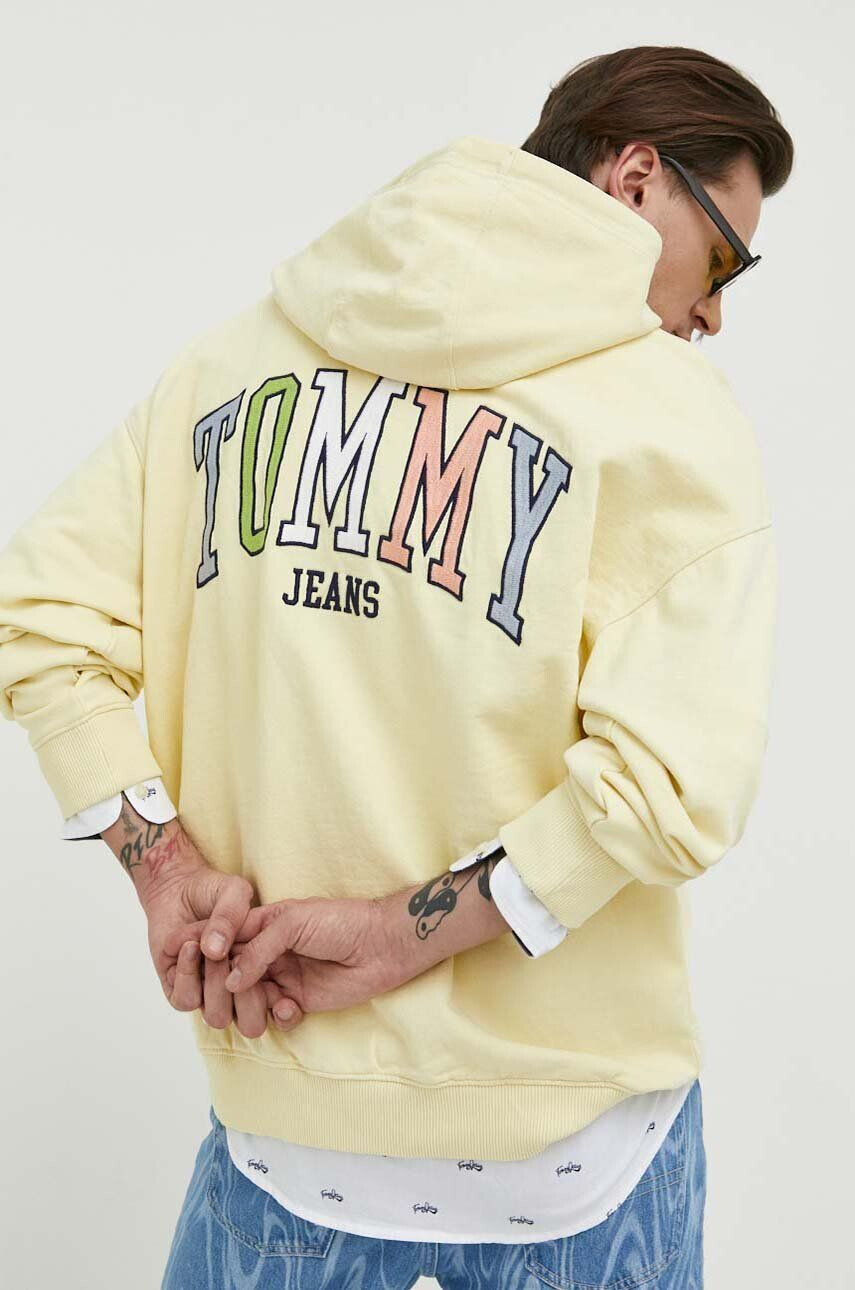 Tommy Jeans pamut melegítőfelső sárga férfi sima kapucnis - Pepit.hu