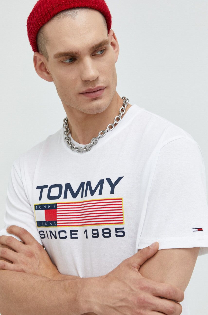 Tommy Jeans pamut póló piros sima - Pepit.hu